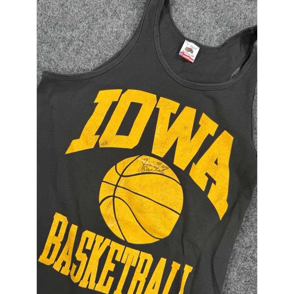VTG Iowa Basketball Tank Top Shirt USA Made Black Yellow Size Small